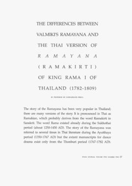 The Difference Between Valmiki’s Ramayana and the Thai  Version of Ramayana (Ramakirti) of King R...